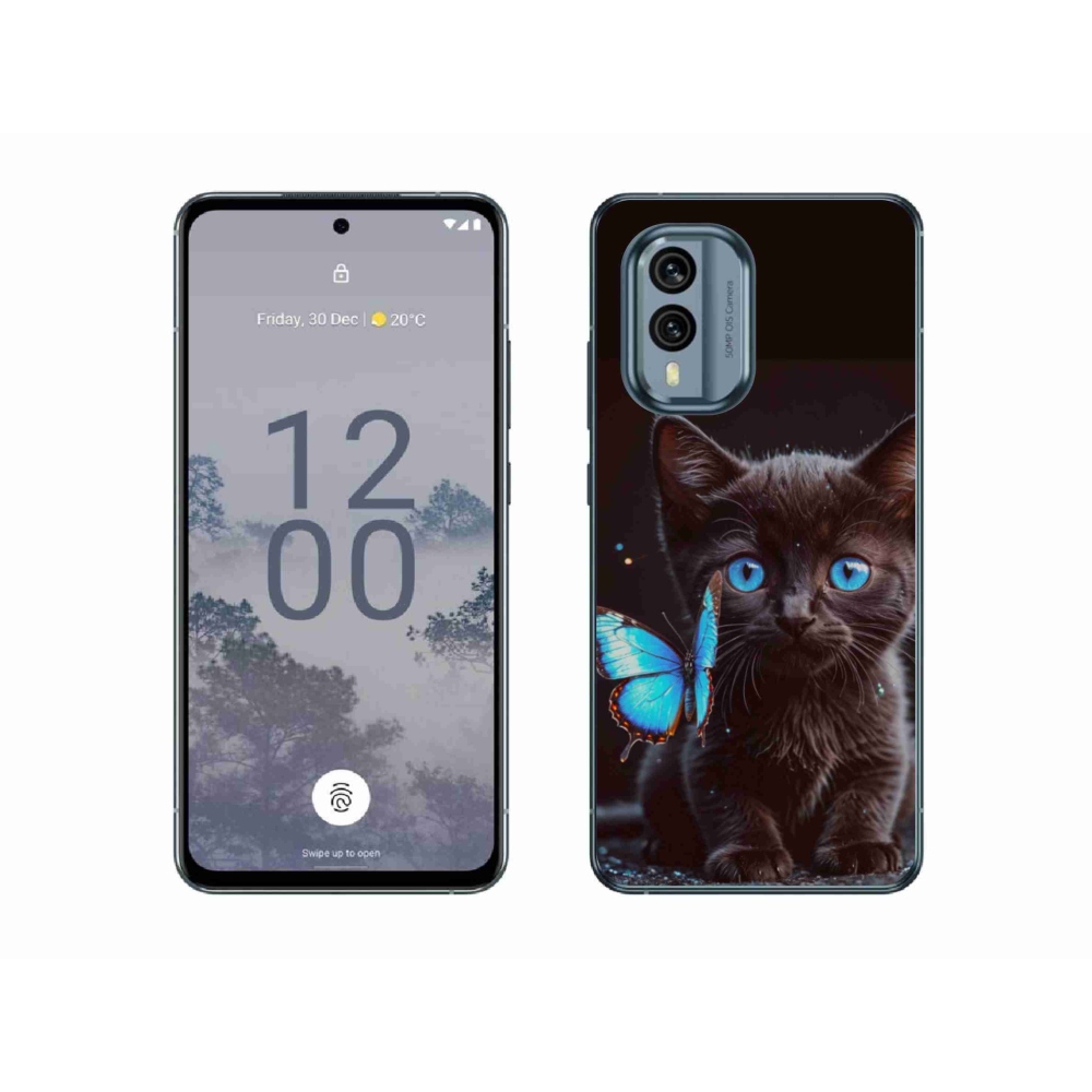 Gélový kryt mmCase na Nokia X30 5G - čierne mačiatko 3