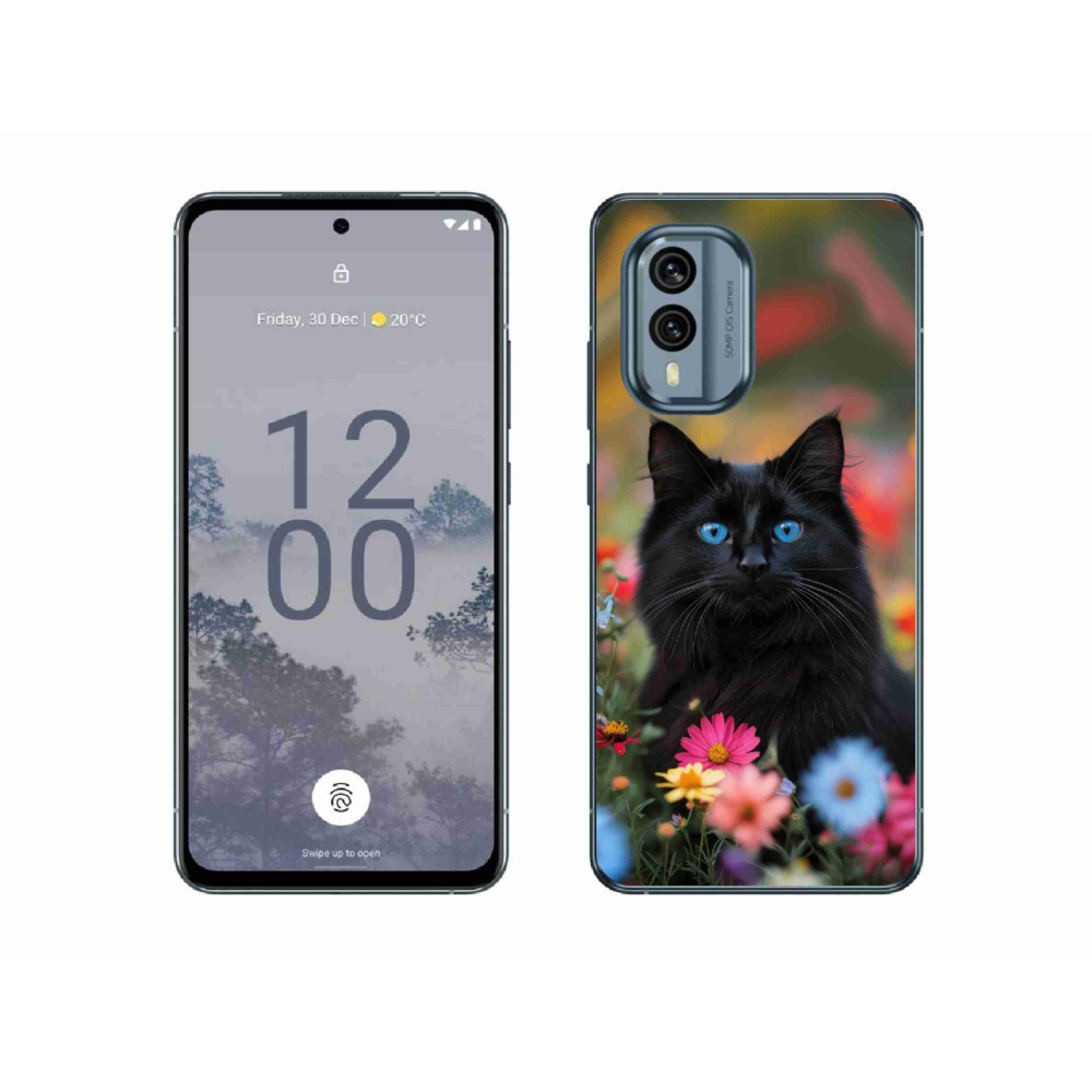 Gélový kryt mmCase na Nokia X30 5G - čierne mačiatko 4