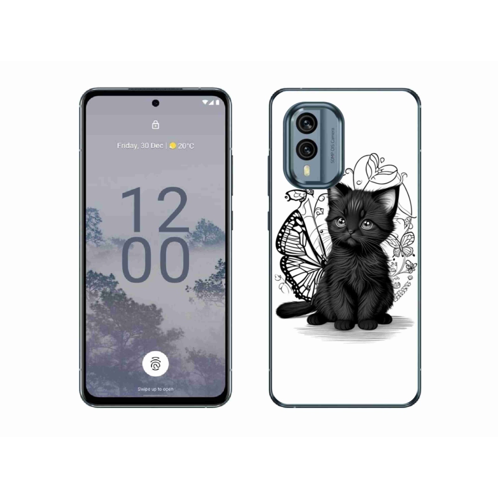 Gélový kryt mmCase na Nokia X30 5G - čierne mačiatko