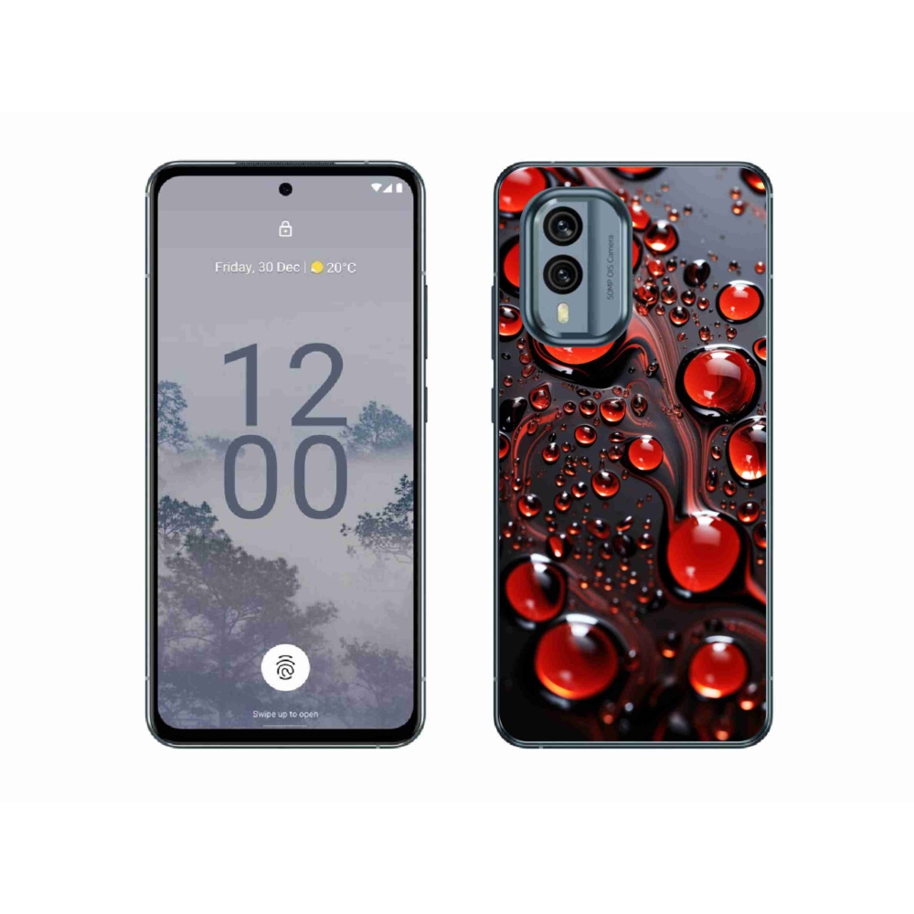 Gélový kryt mmCase na Nokia X30 5G - červené kvapky 2