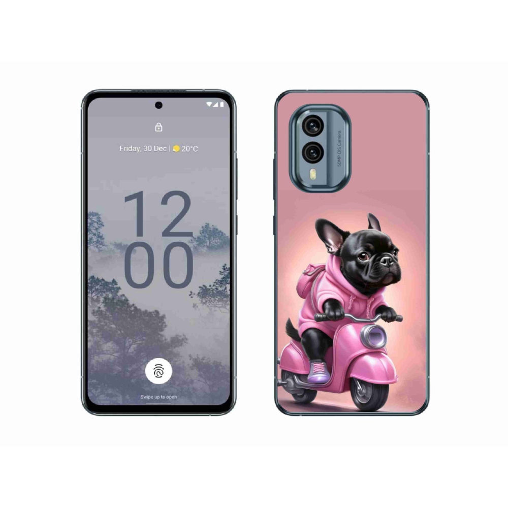 Gélový kryt mmCase na Nokia X30 5G - francúzsky buldoček na skútri