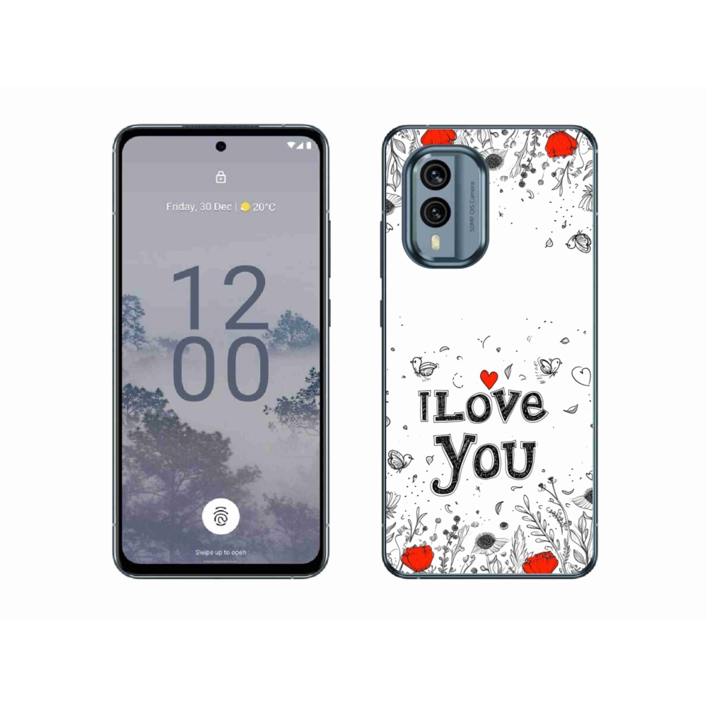 Gélový kryt mmCase na Nokia X30 5G - I love you biele pozadie