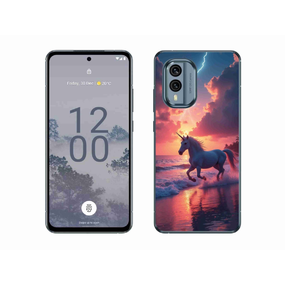 Gélový kryt mmCase na Nokia X30 5G - jednorožec na pláži