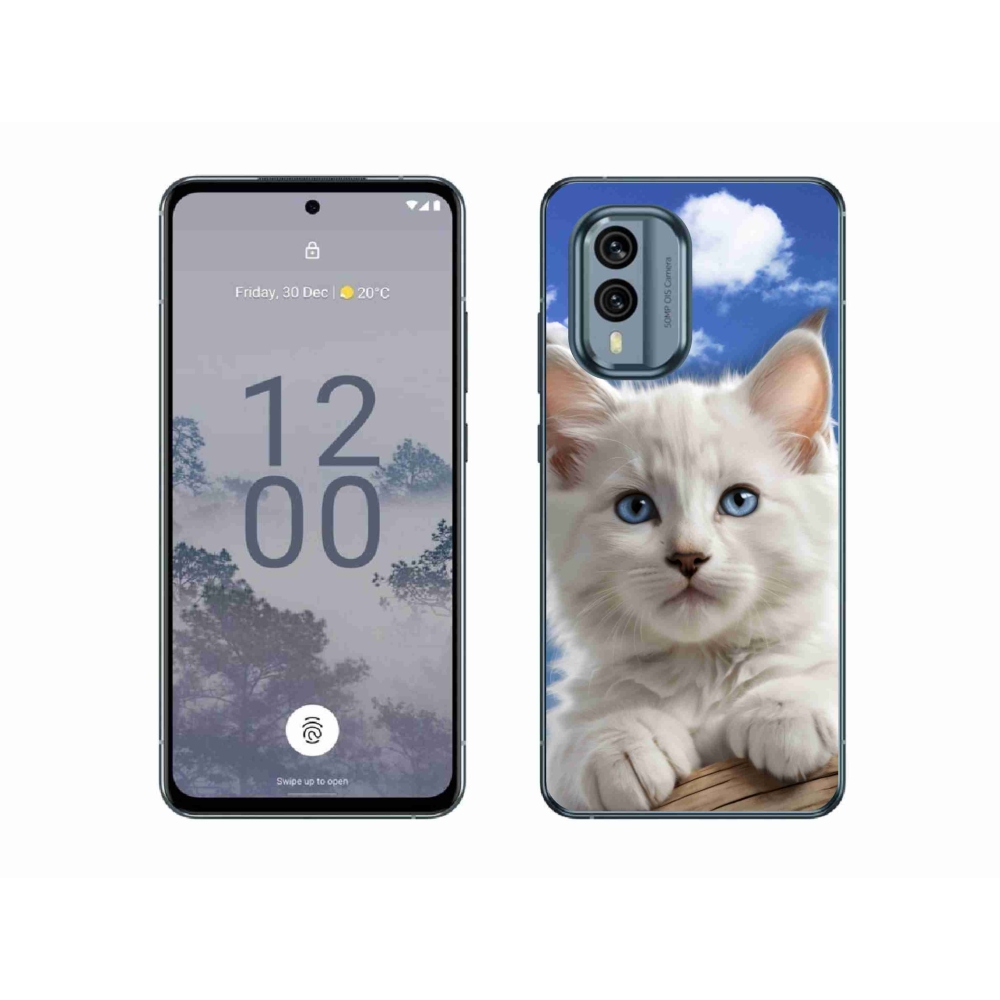 Gélový kryt mmCase na Nokia X30 5G - mačiatko a oblaky