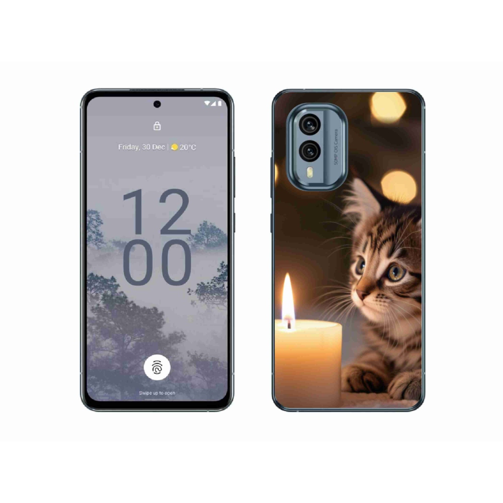 Gélový kryt mmCase na Nokia X30 5G - mačiatko a sviečka