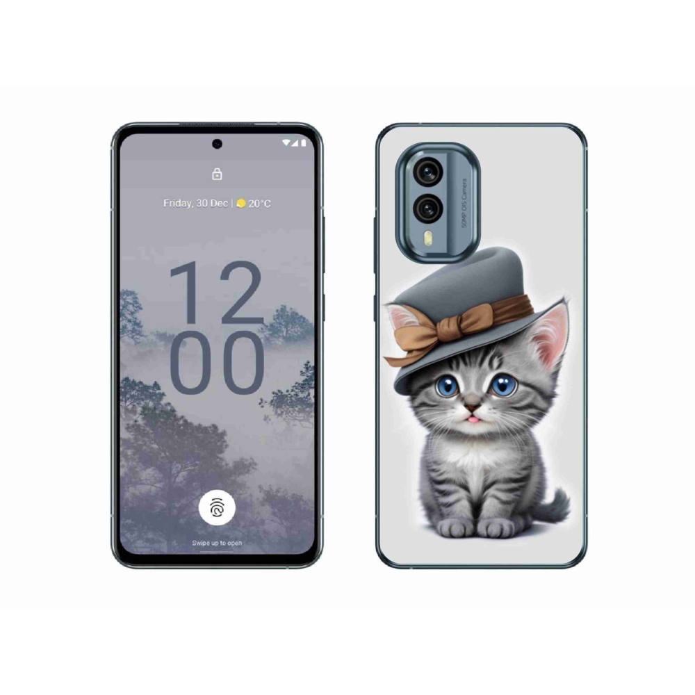 Gélový kryt mmCase na Nokia X30 5G - mačiatko s klobúkom