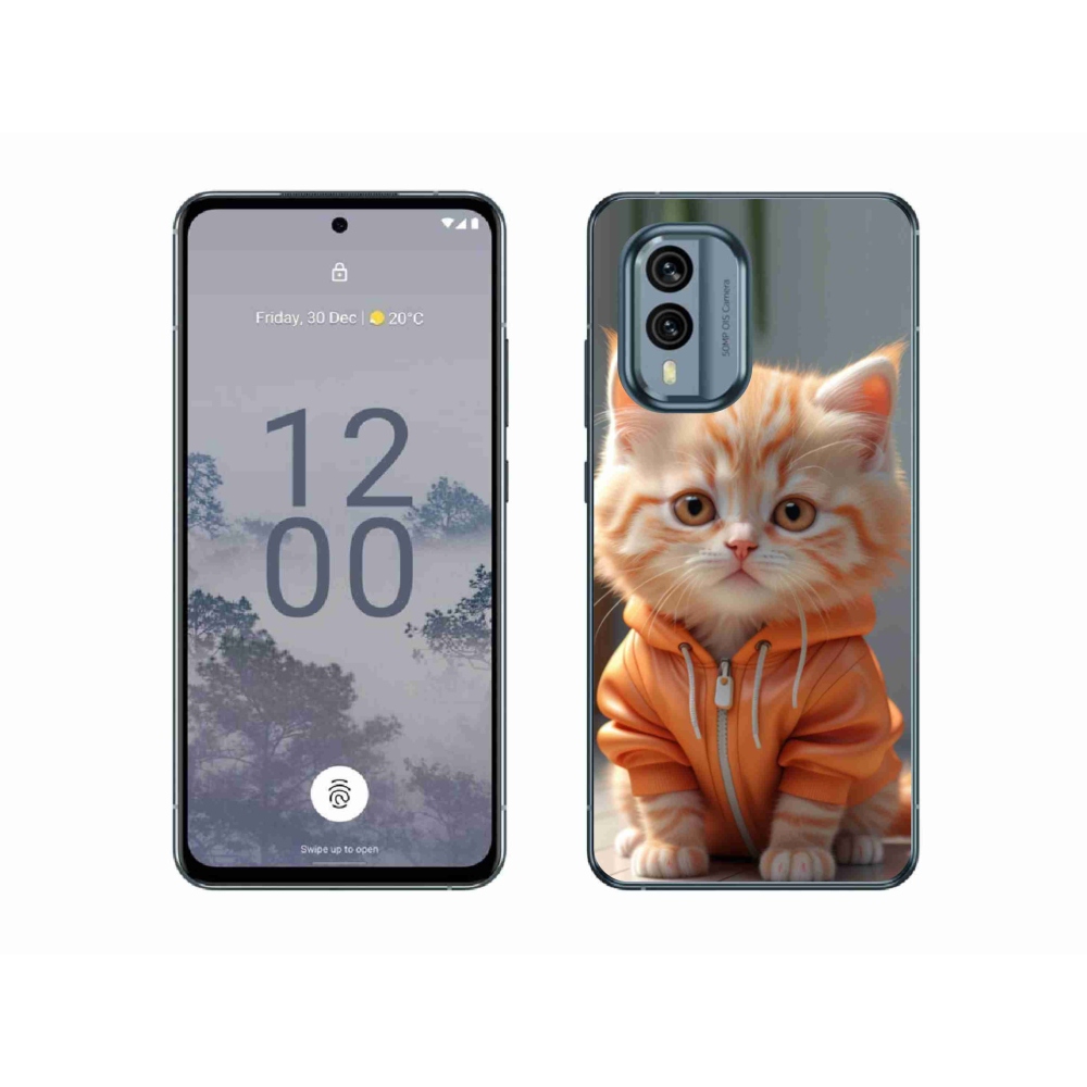 Gélový kryt mmCase na Nokia X30 5G - mačiatko v mikine