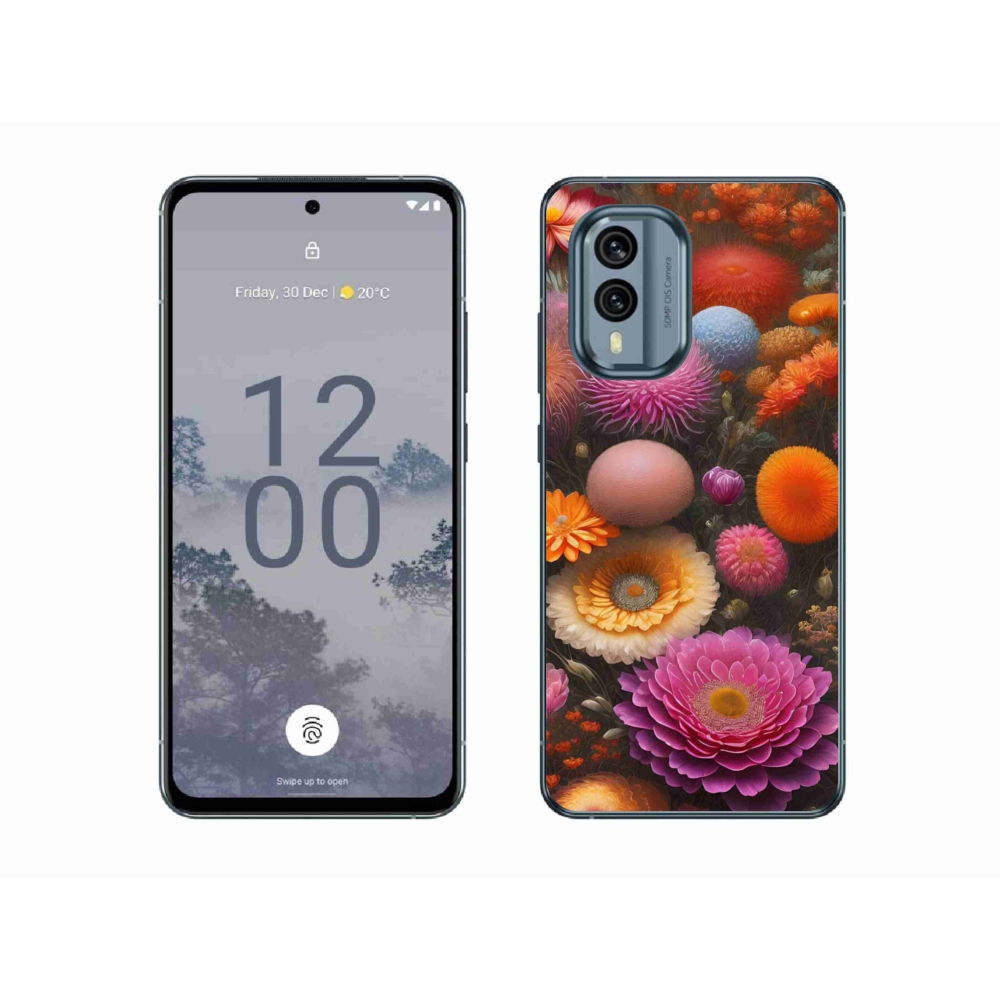Gélový kryt mmCase na Nokia X30 5G - kvetinová kompozícia