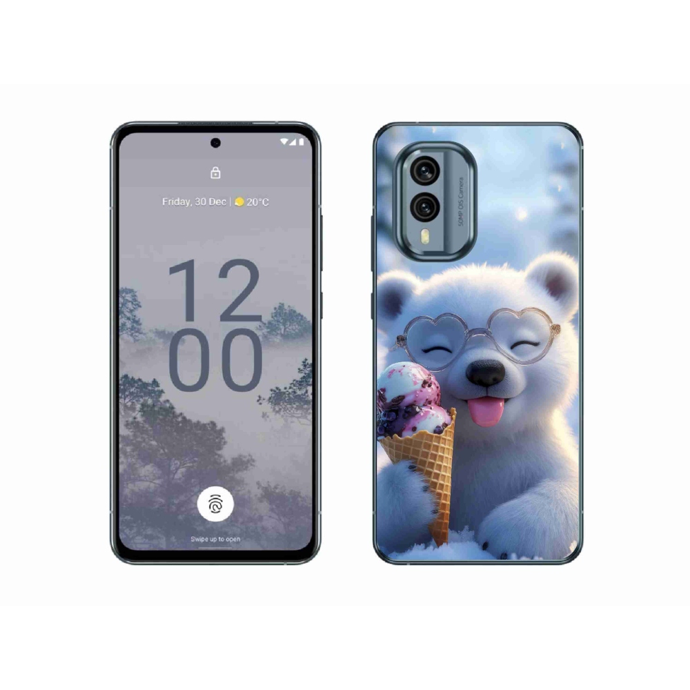 Gélový kryt mmCase na Nokia X30 5G - medvedík so zmrzlinou