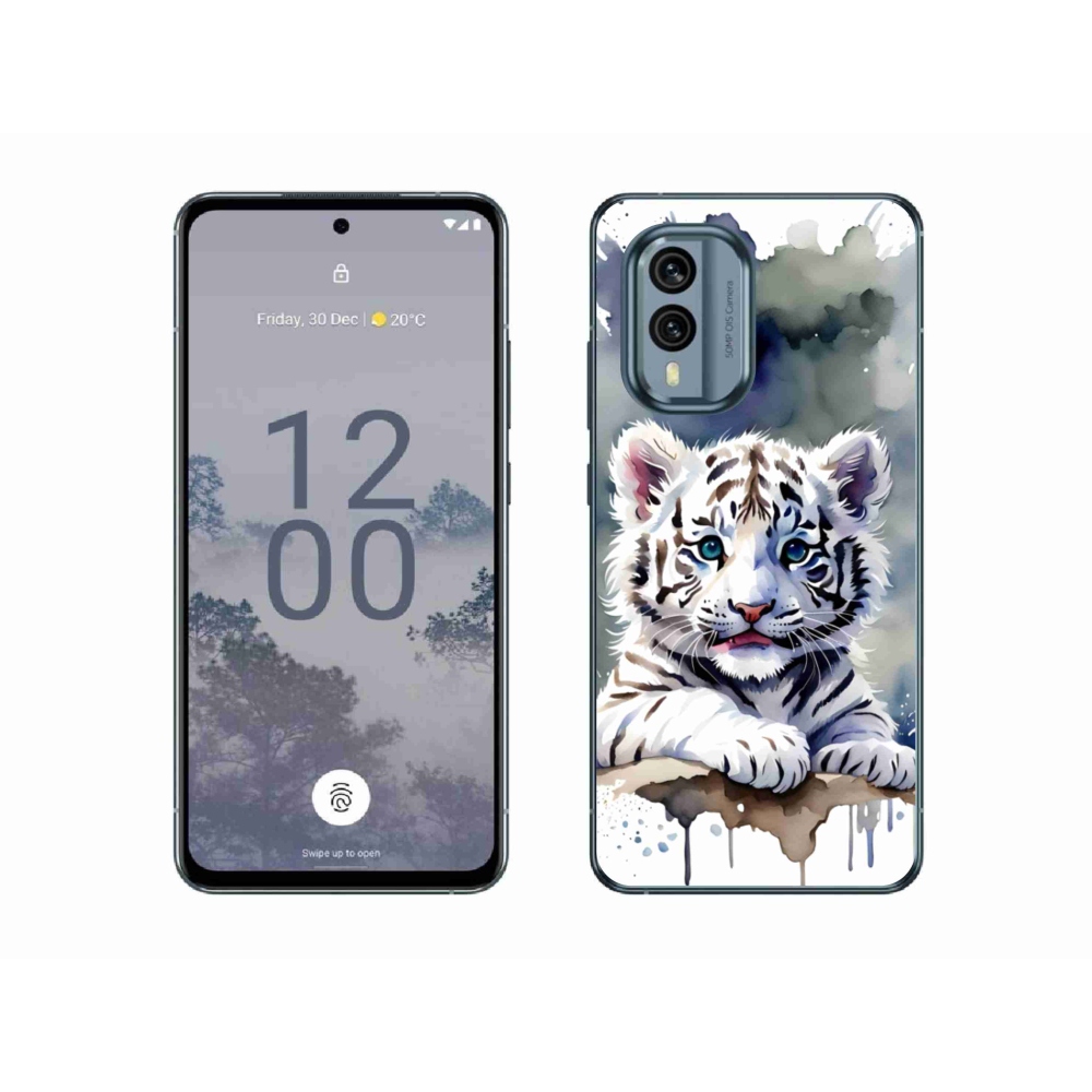 Gélový kryt mmCase na Nokia X30 5G - mláďa bieleho tigra