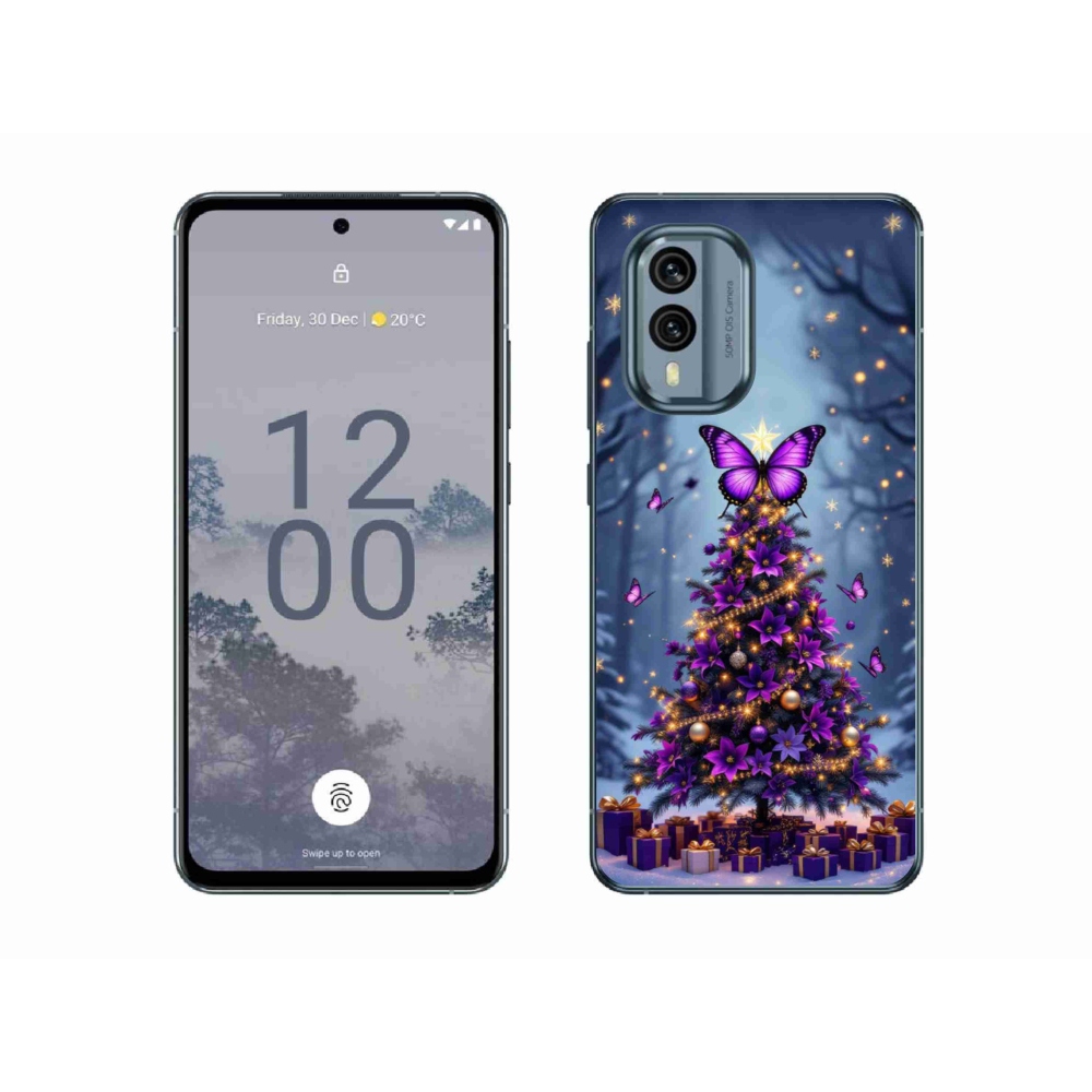 Gélový kryt mmCase na Nokia X30 5G - motýlí vianočný stromček