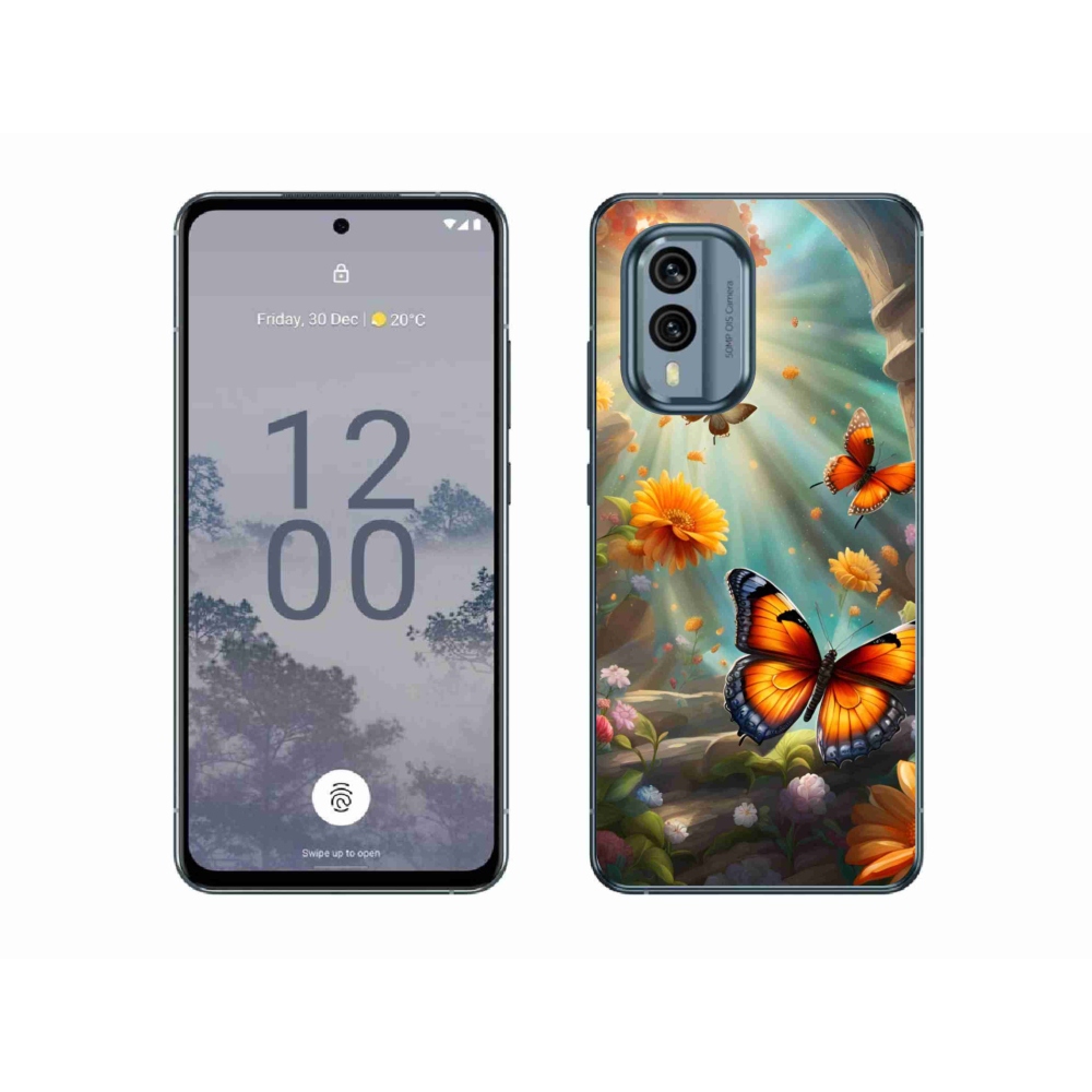 Gélový kryt mmCase na Nokia X30 5G - motýlia záhrada 2