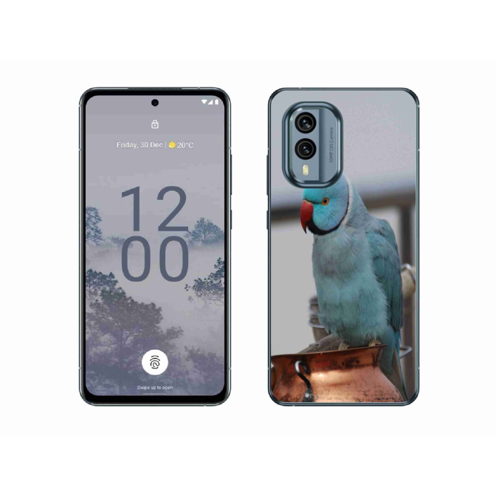 Gélový kryt mmCase na Nokia X30 5G - papagáj Alexandr modrý