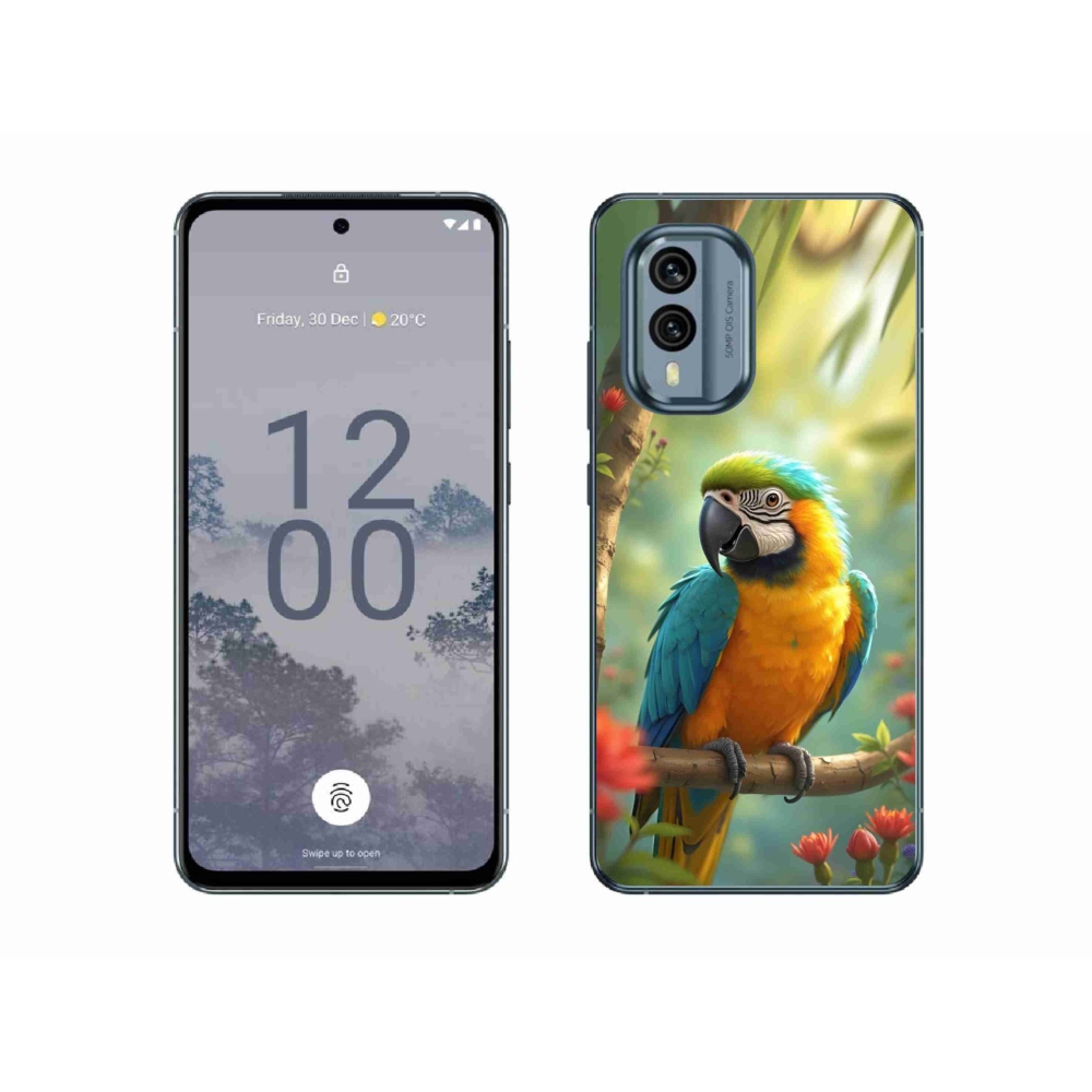Gélový kryt mmCase na Nokia X30 5G - papagáj ara modrožltá