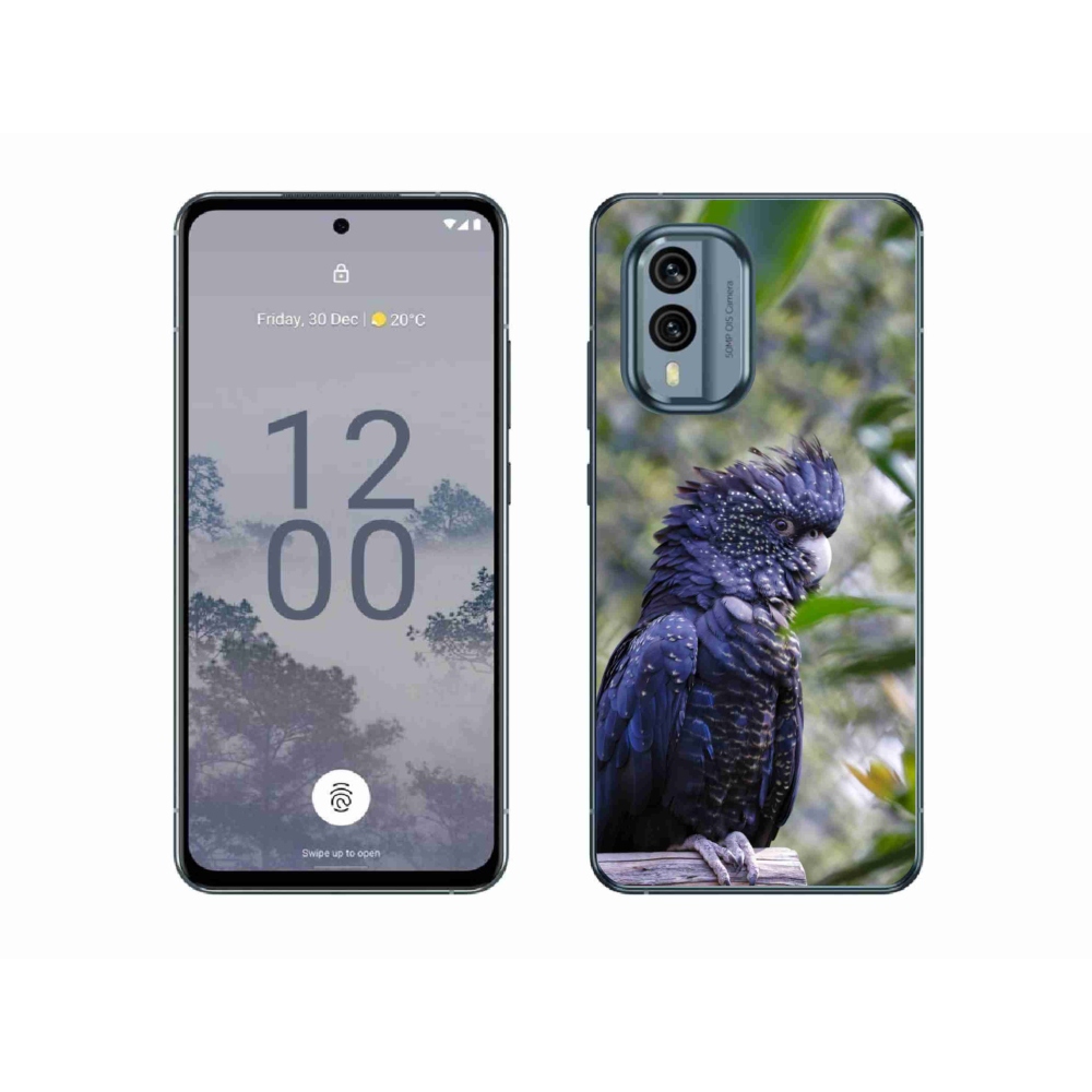 Gélový kryt mmCase na Nokia X30 5G - papagáj kakadu čierny