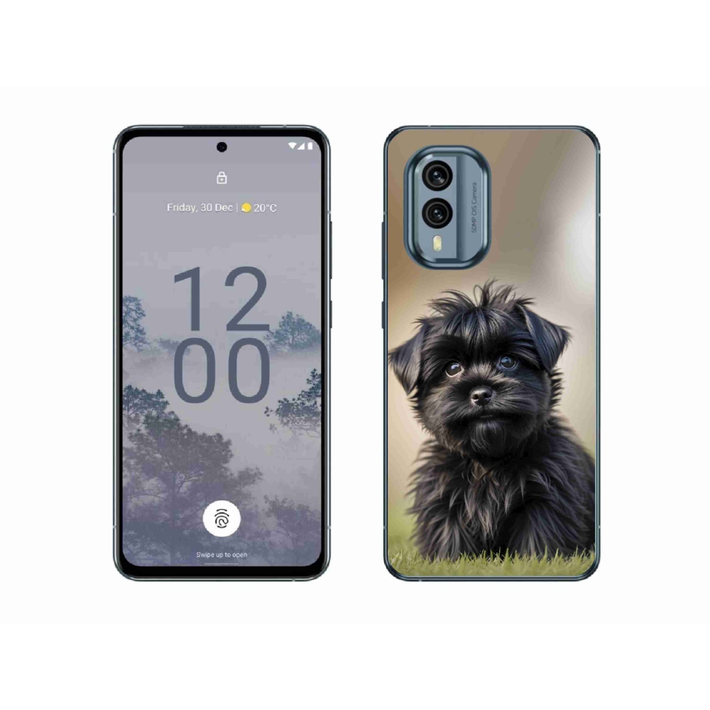 Gélový kryt mmCase na Nokia X30 5G - roztomilý čierny psík