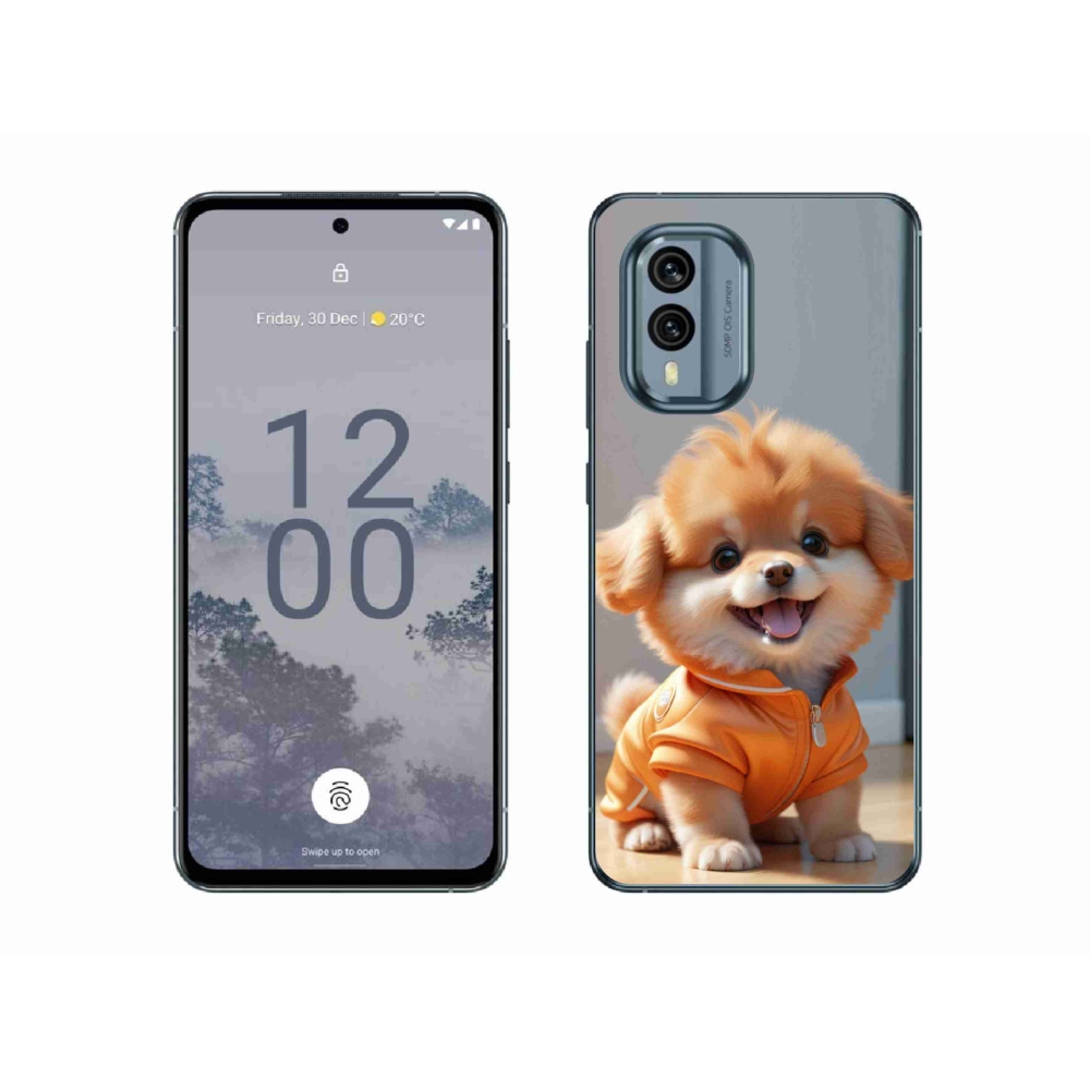 Gélový kryt mmCase na Nokia X30 5G - roztomilý pomeranian v mikine