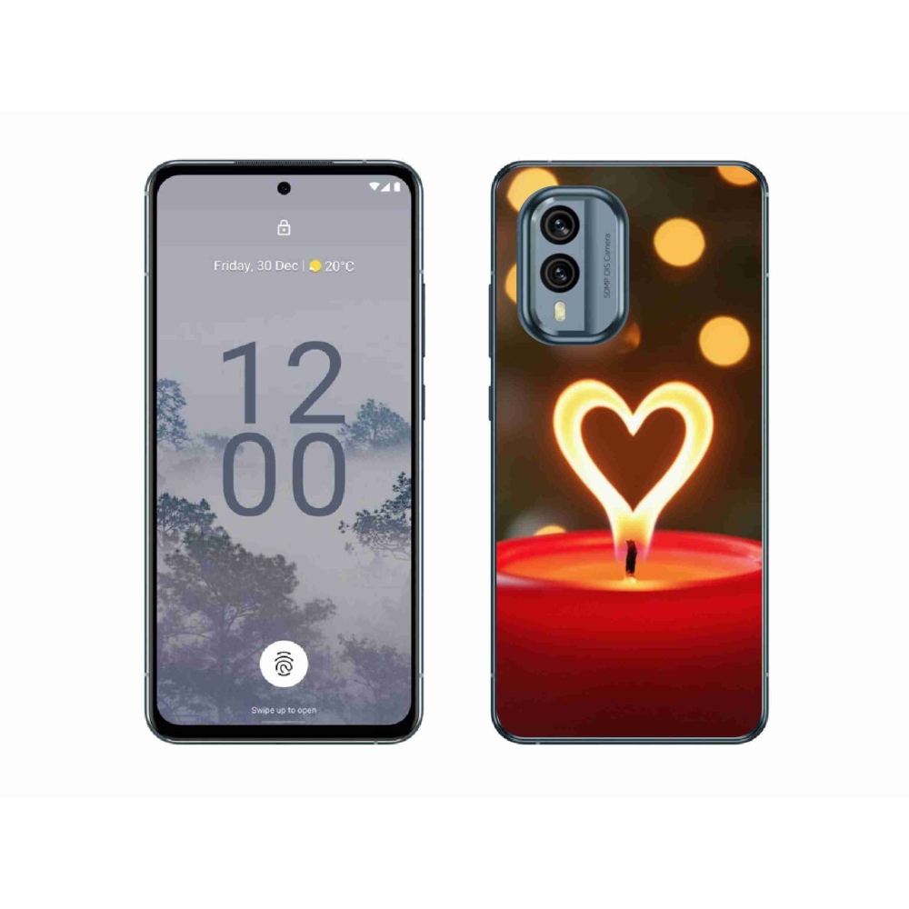 Gélový kryt mmCase na Nokia X30 5G - srdce z plameňa