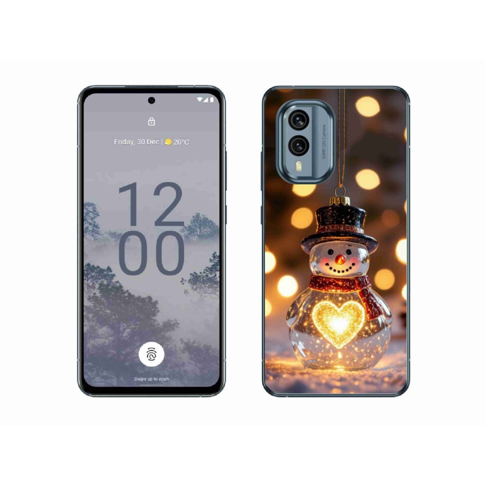 Gélový kryt mmCase na Nokia X30 5G - svietiaci vianočný snehuliak