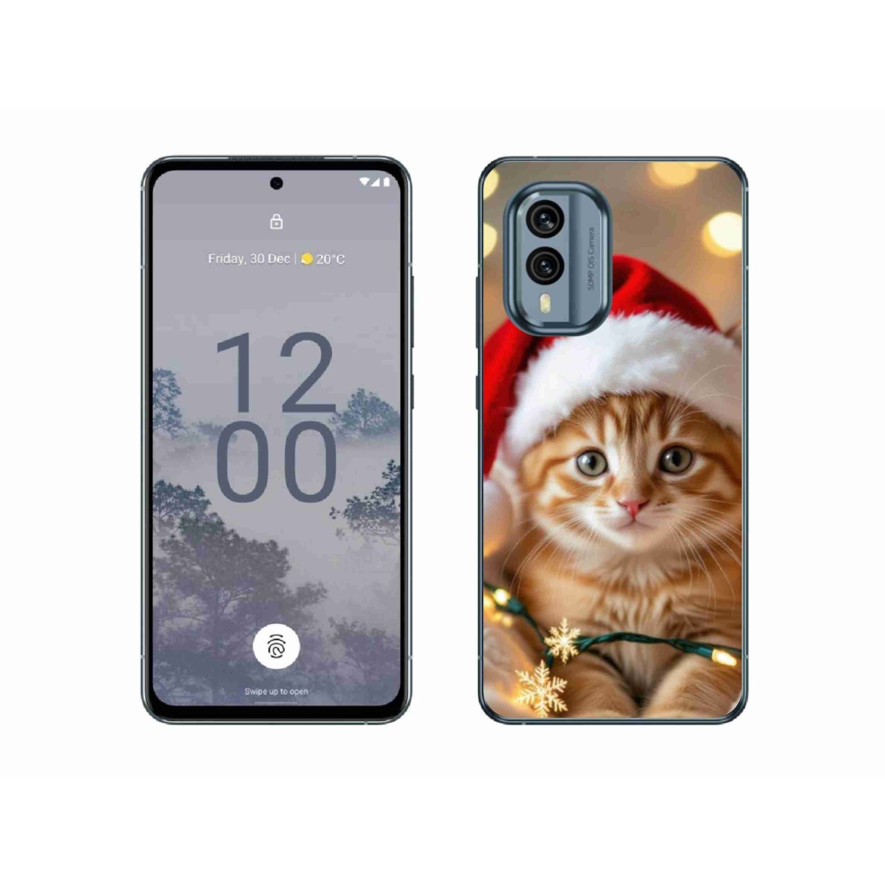 Gélový kryt mmCase na Nokia X30 5G - vianočné mačiatko