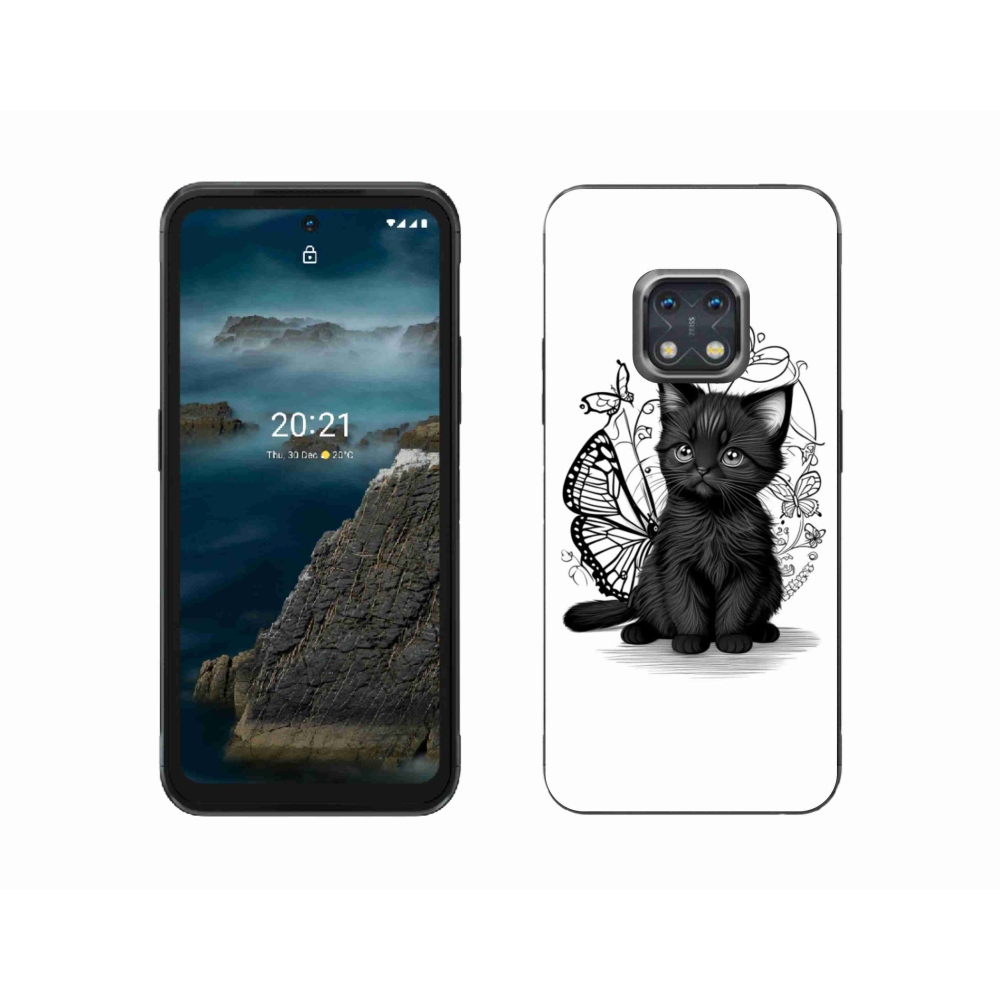 Gélový kryt mmCase na Nokia XR20 - čierne mačiatko