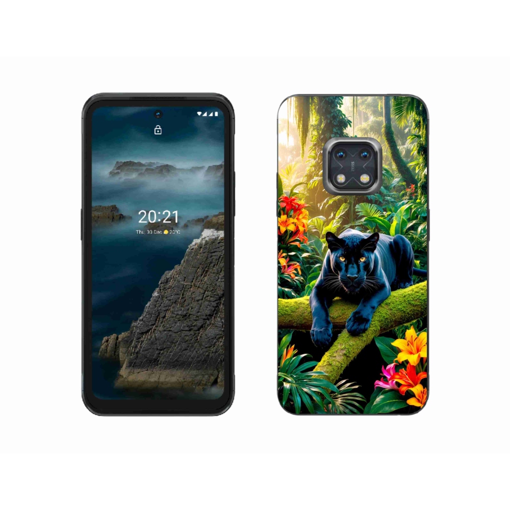 Gélový kryt mmCase na Nokia XR20 - čierny panter v džungli