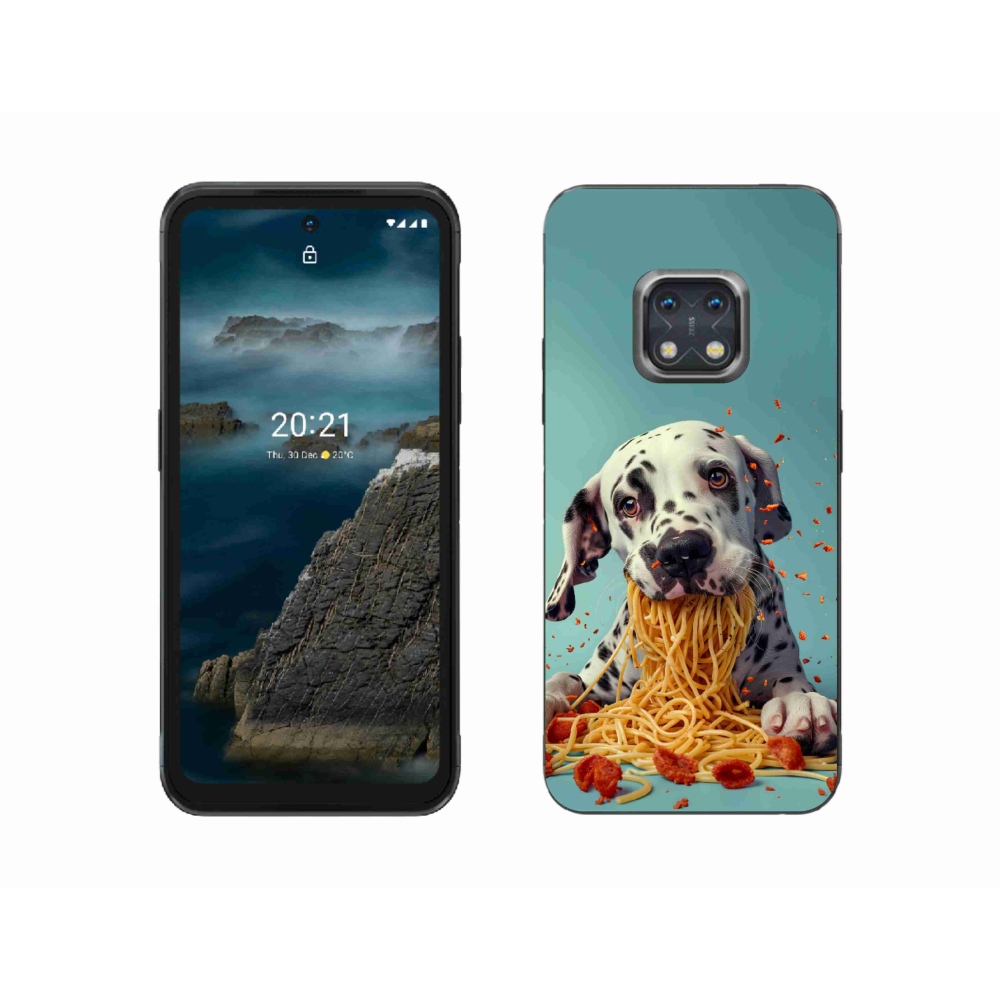 Gélový kryt mmCase na Nokia XR20 - dalmatín a špagety