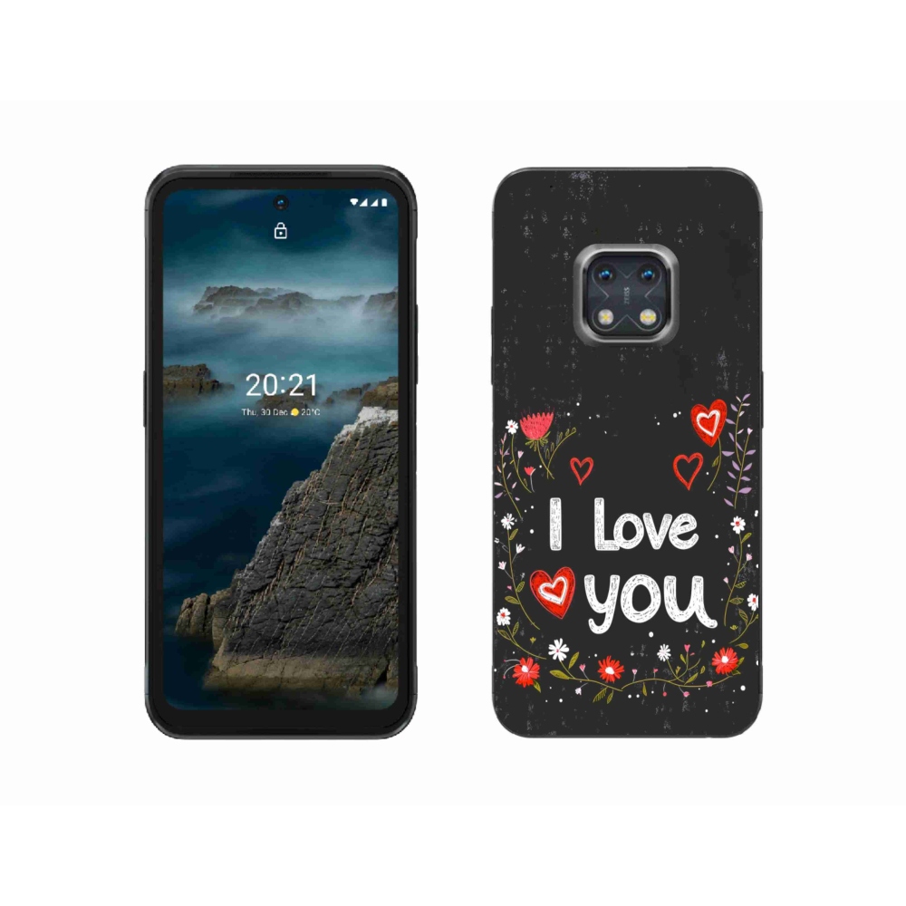 Gélový kryt mmCase na Nokia XR20 - I love you čierne pozadie