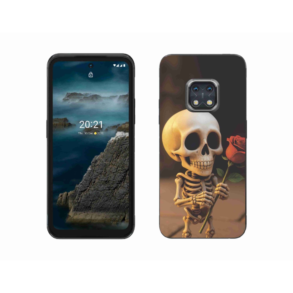 Gélový kryt mmCase na Nokia XR20 - kostlivec s ružou