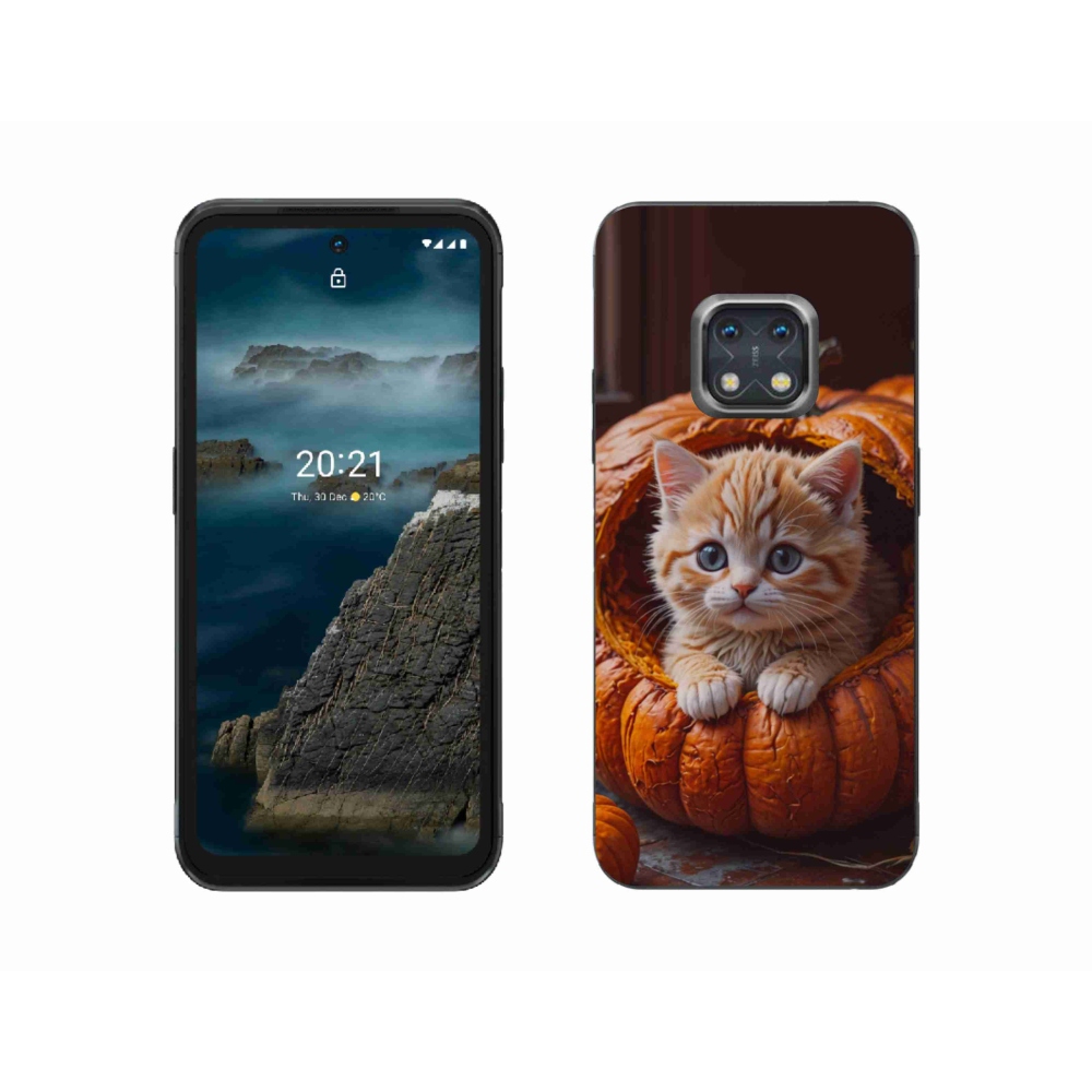 Gélový kryt mmCase na Nokia XR20 - mačiatko a tekvica 2