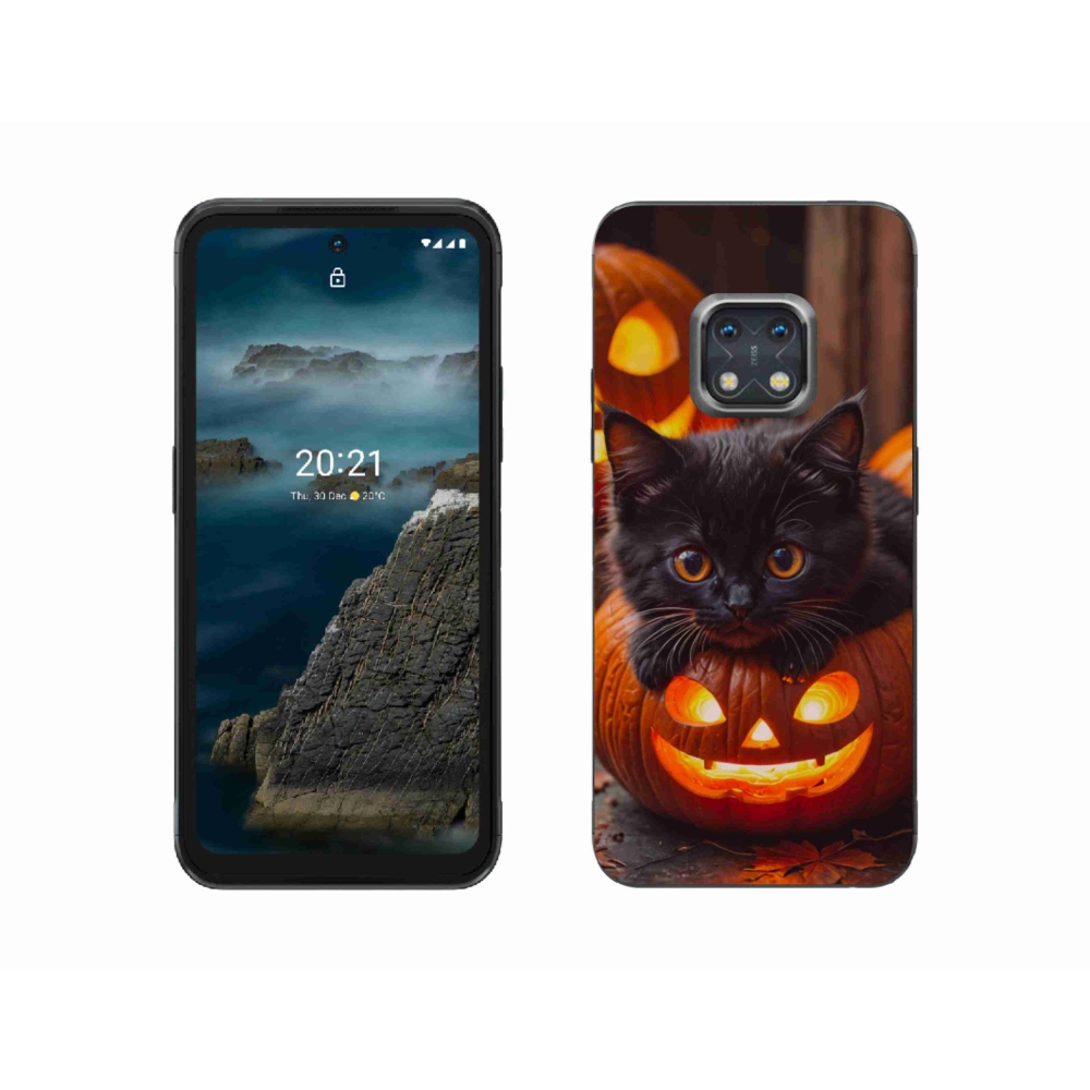 Gélový kryt mmCase na Nokia XR20 - mačiatko a tekvica
