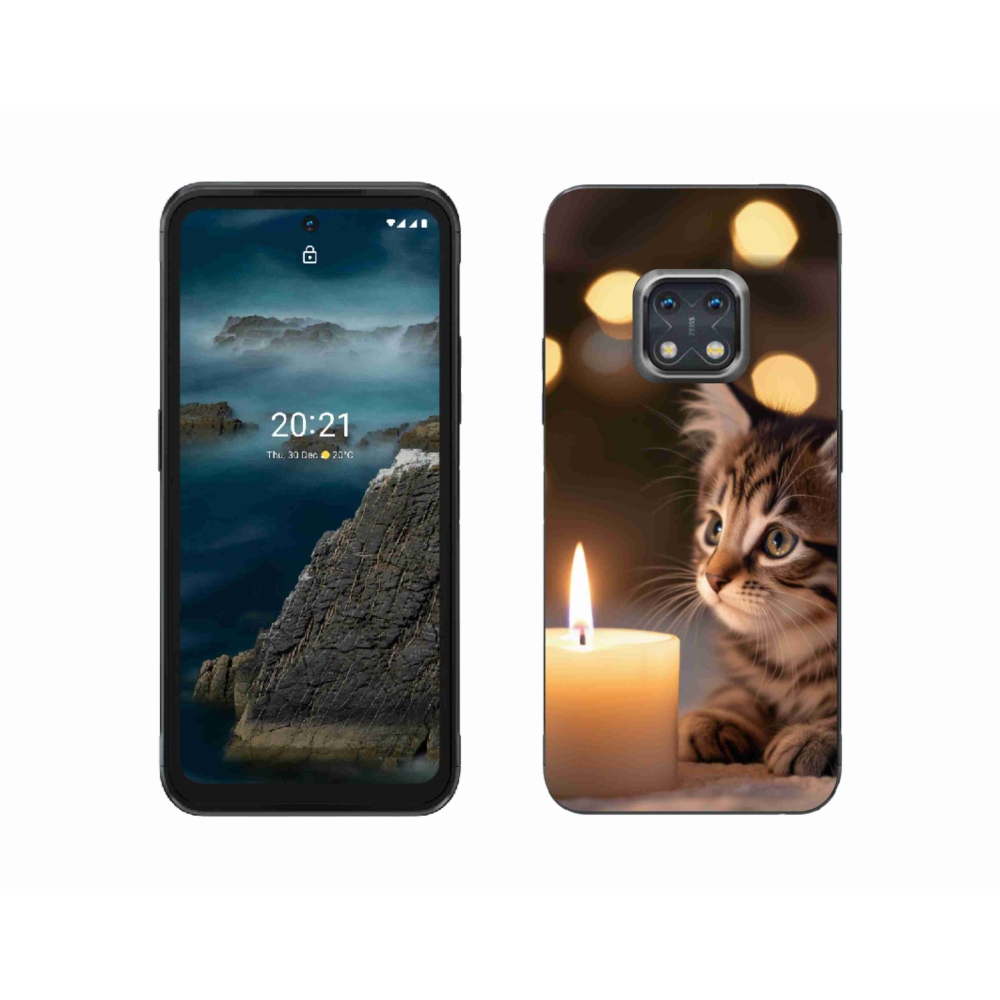 Gélový kryt mmCase na Nokia XR20 - mačiatko a sviečka