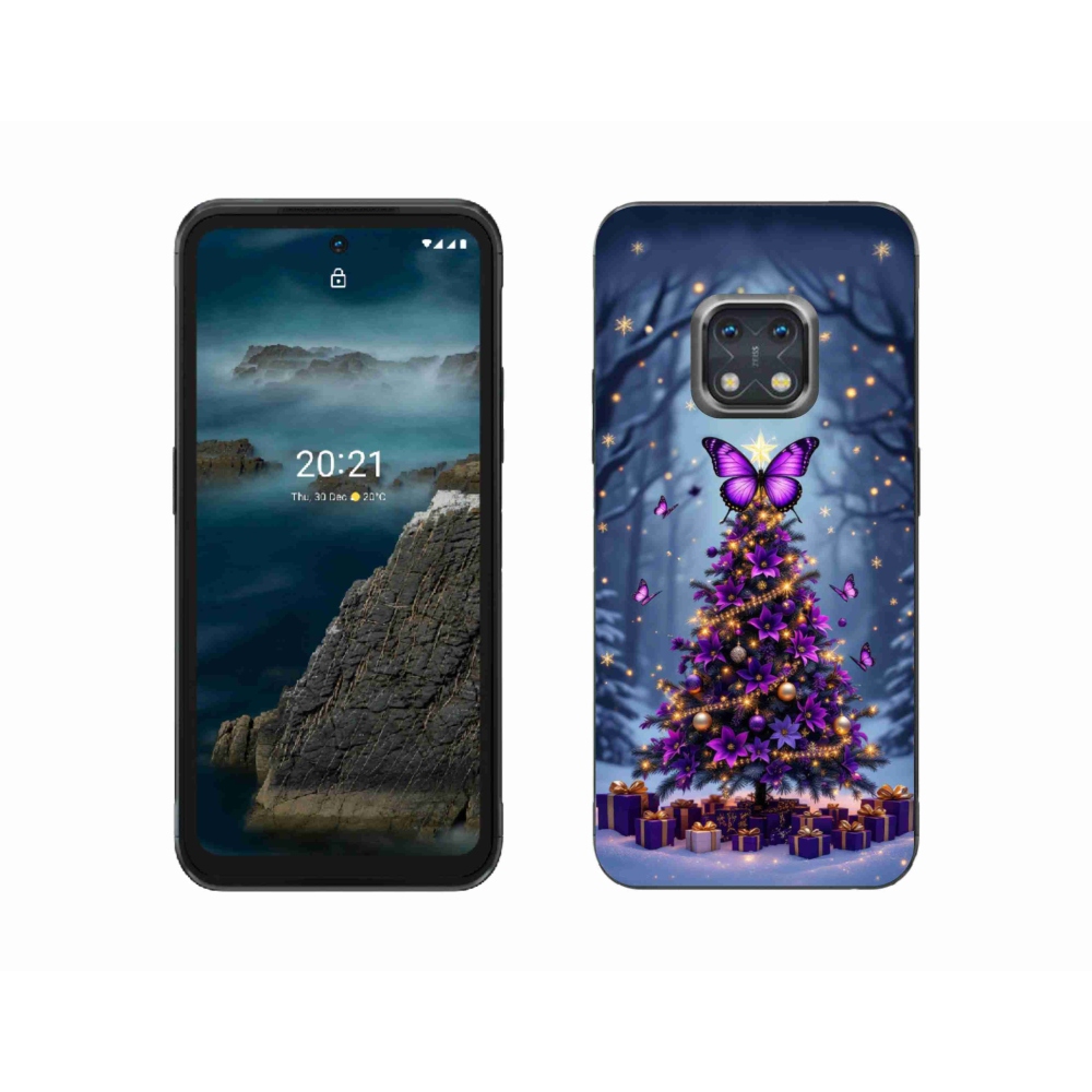 Gélový kryt mmCase na Nokia XR20 - motýlí vianočný stromček