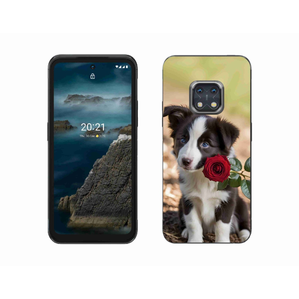 Gélový kryt mmCase na Nokia XR20 - roztomilá border kólia s ružou