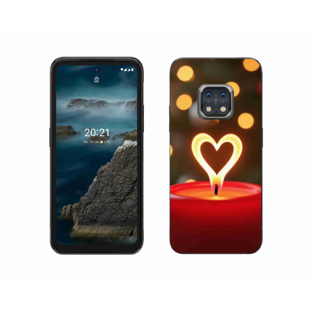 Gélový kryt mmCase na Nokia XR20 - srdce z plameňa