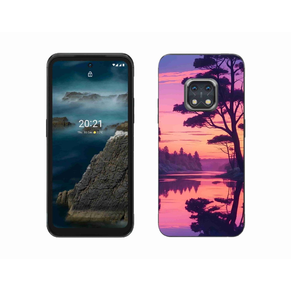 Gélový kryt mmCase na Nokia XR20 - západ slnka nad jazerom