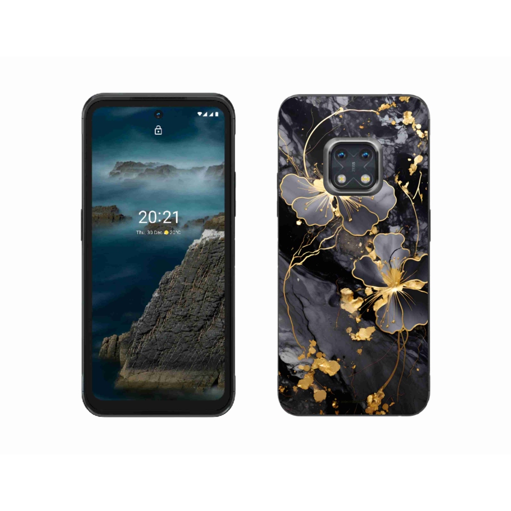 Gélový kryt mmCase na Nokia XR20 - zlaté kvety