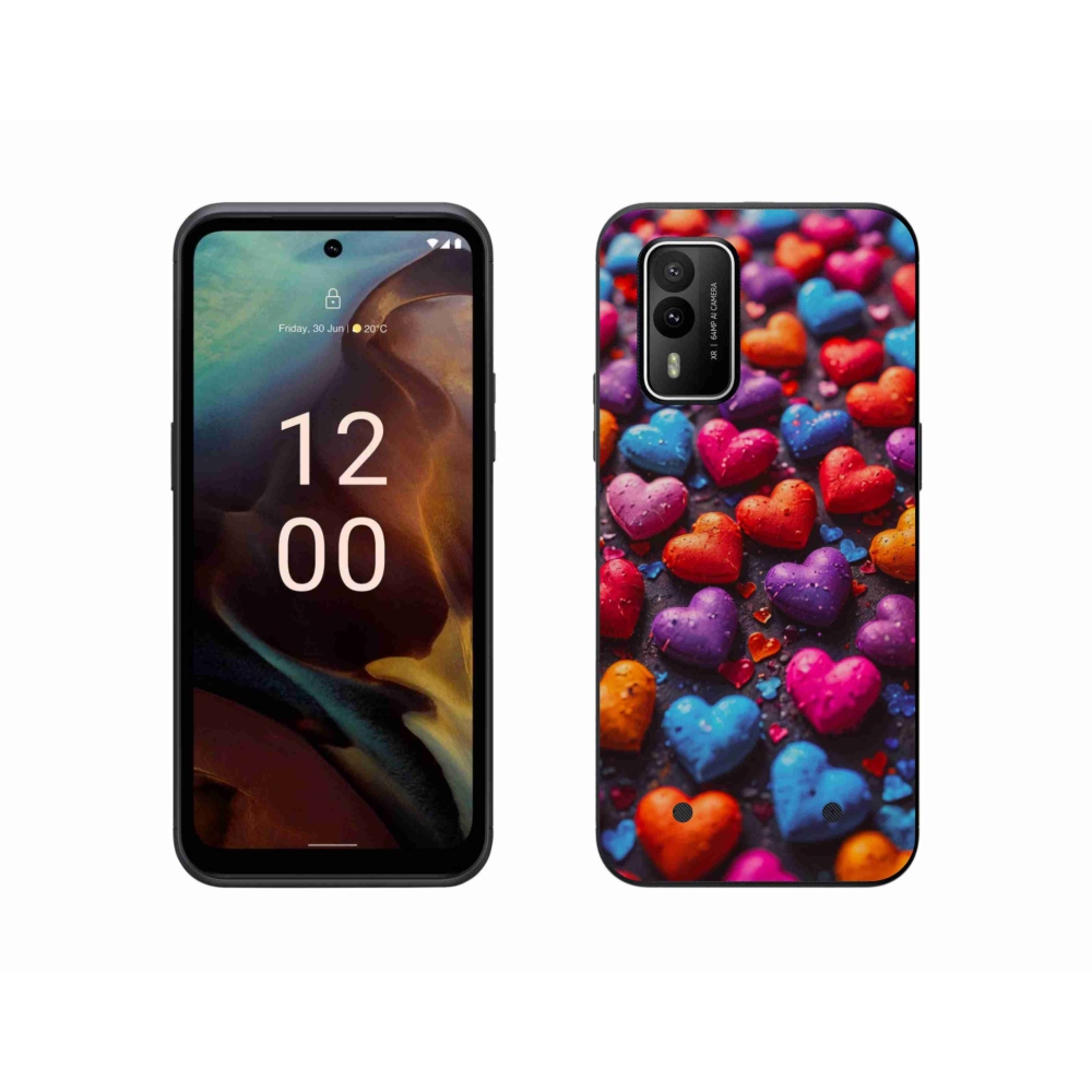 Gélový kryt mmCase na Nokia XR21 - farebné srdcia