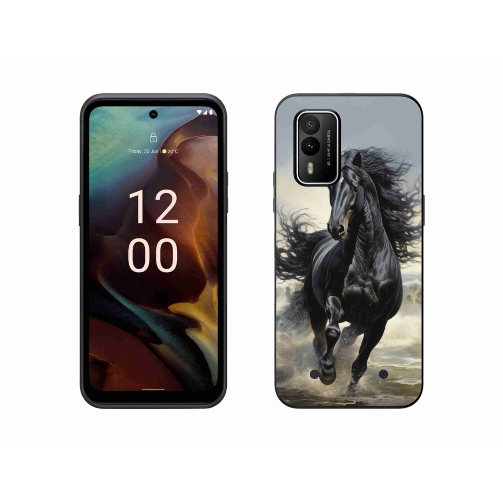 Gélový kryt mmCase na Nokia XR21 - bežiaci čierny kôň