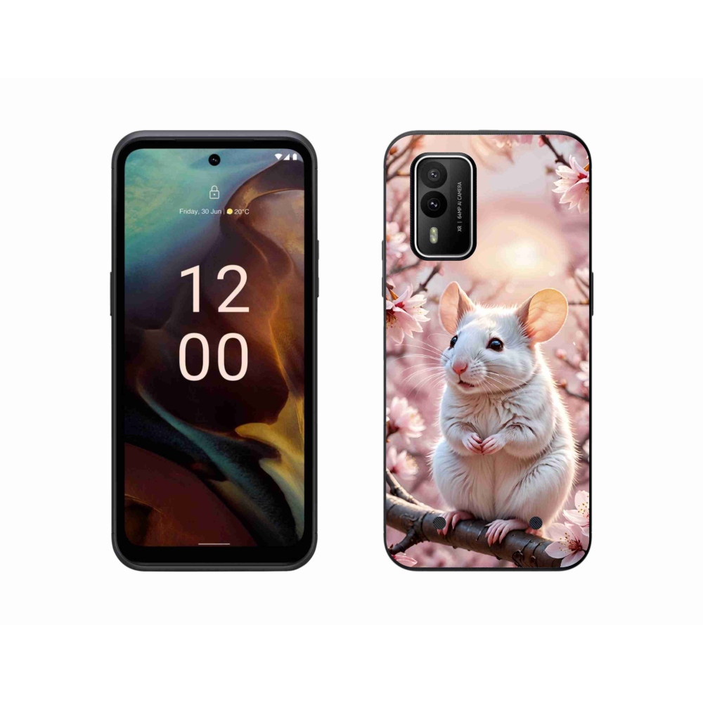 Gélový kryt mmCase na Nokia XR21 - biela myš na vetve