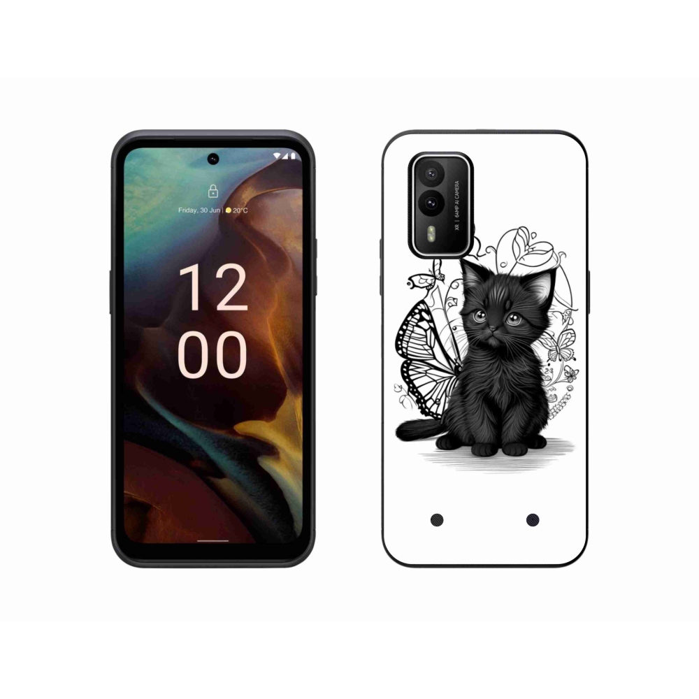 Gélový kryt mmCase na Nokia XR21 - čierne mačiatko