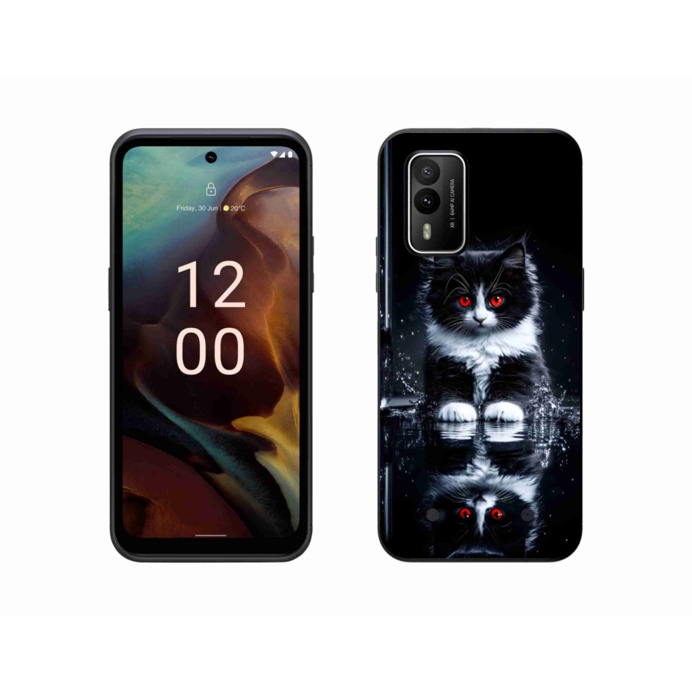 Gélový kryt mmCase na Nokia XR21 - čiernobiele mačiatko