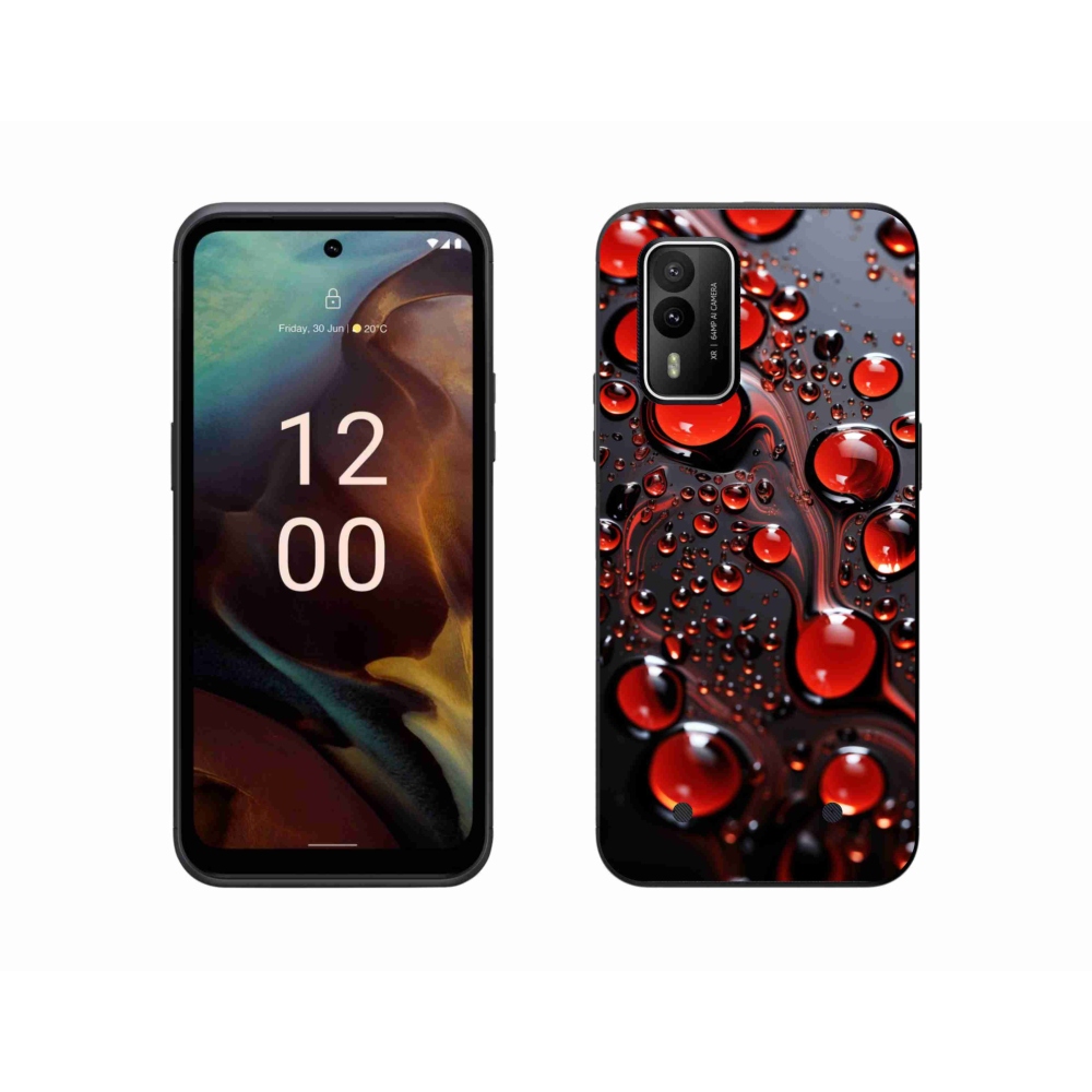 Gélový kryt mmCase na Nokia XR21 - červené kvapky 2