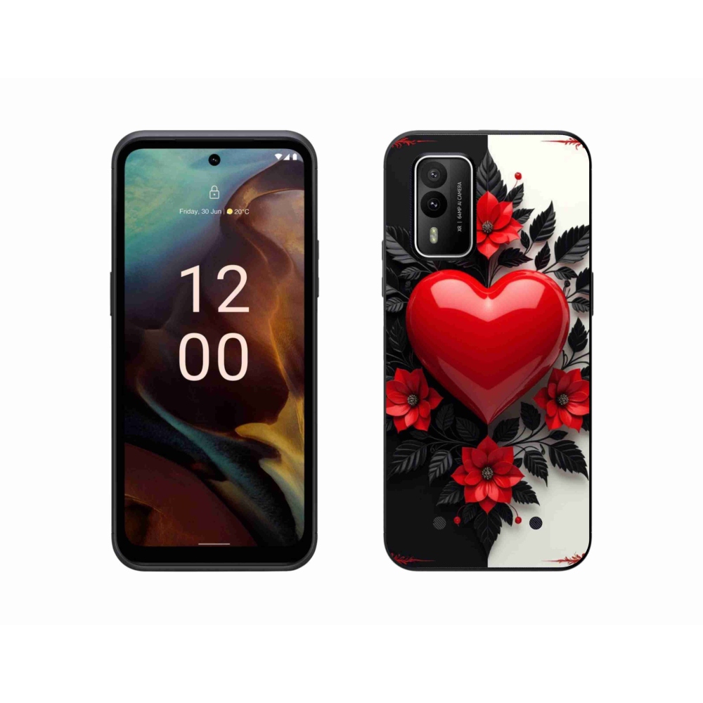 Gélový kryt mmCase na Nokia XR21 - červené srdce