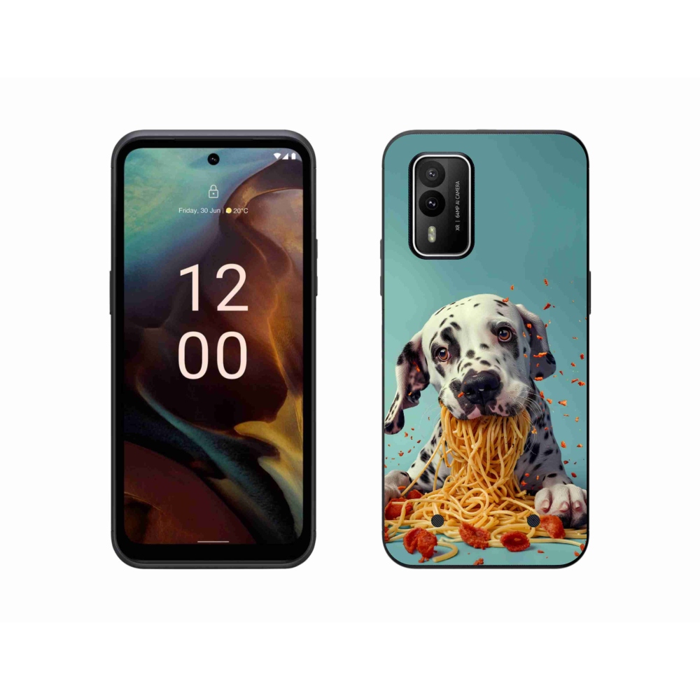 Gélový kryt mmCase na Nokia XR21 - dalmatín a špagety