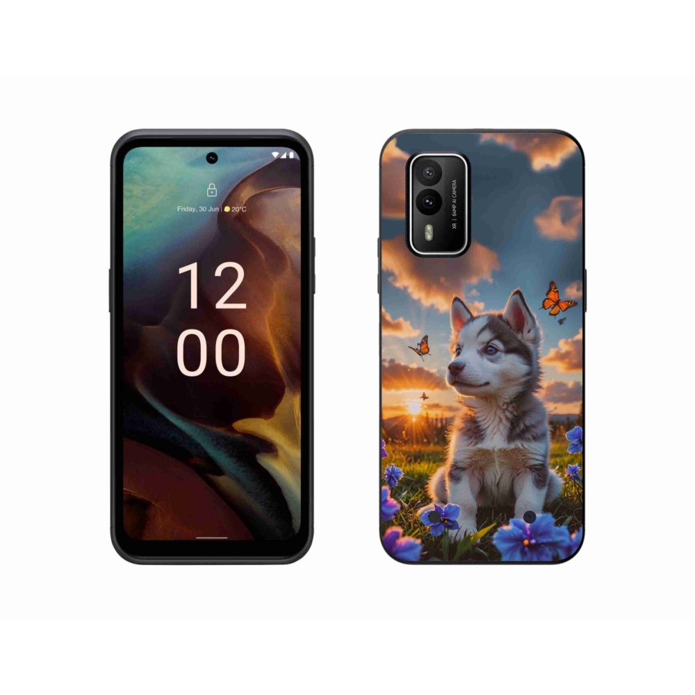 Gélový kryt mmCase na Nokia XR21 - husky pri západe slnka