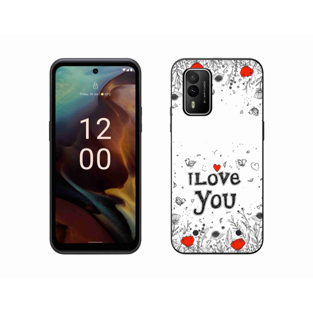 Gélový kryt mmCase na Nokia XR21 - I love you biele pozadie