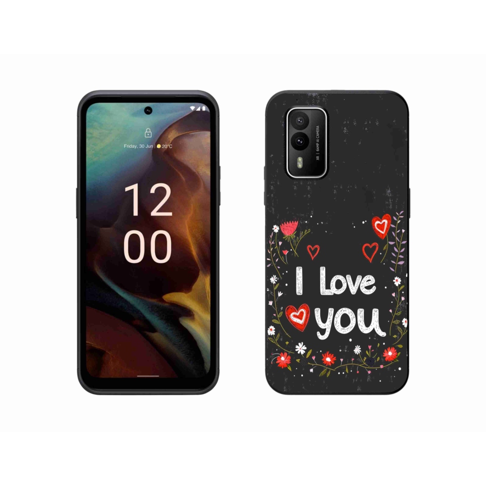 Gélový kryt mmCase na Nokia XR21 - I love you čierne pozadie