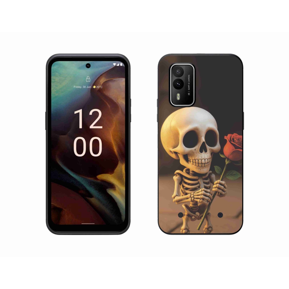 Gélový kryt mmCase na Nokia XR21 - kostlivec s ružou