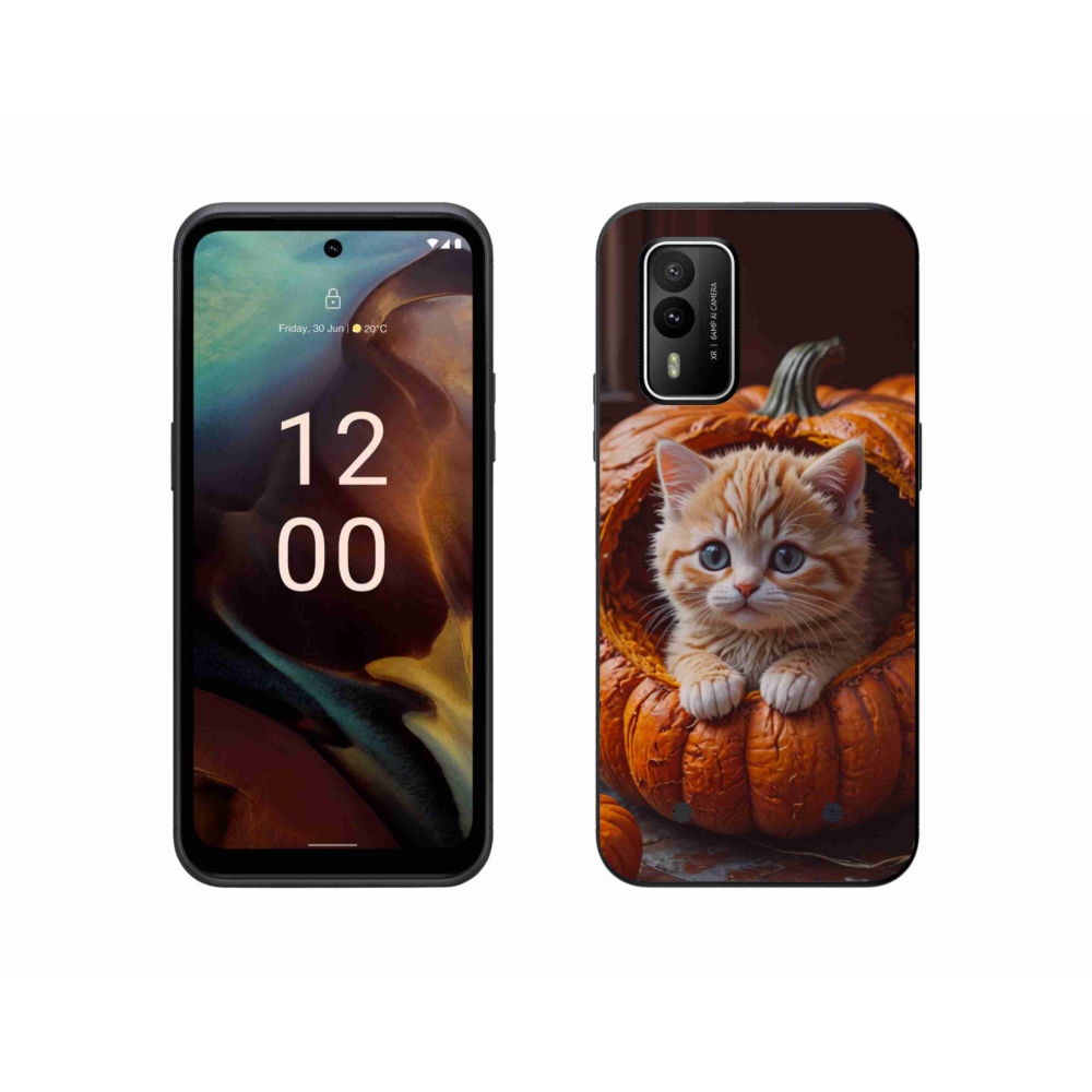 Gélový kryt mmCase na Nokia XR21 - mačiatko a tekvica 2